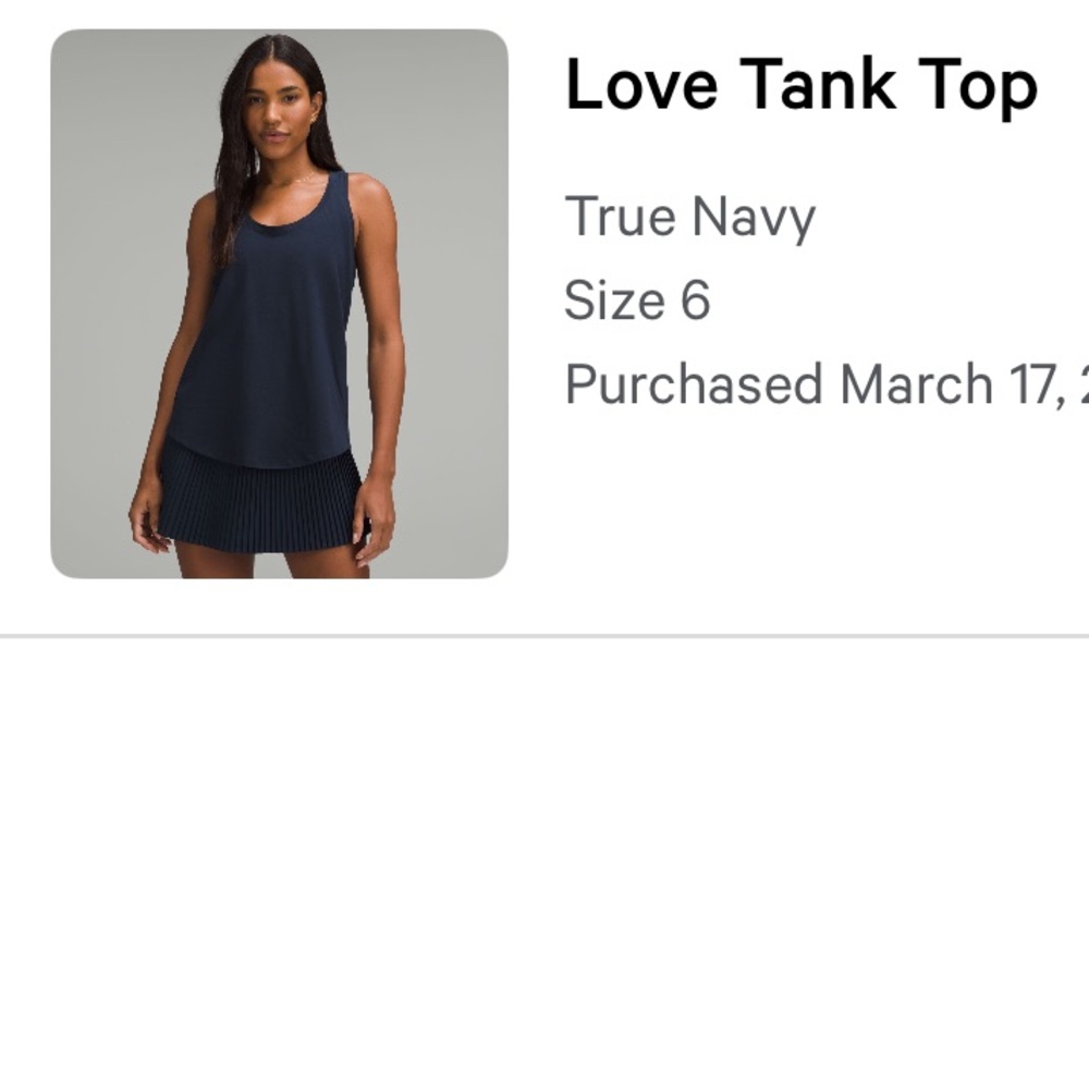 Lululemon Navy Love Tank Top